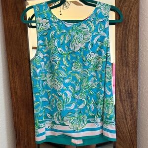 Lilly Pulitzer Blue and Green Floral Blouse